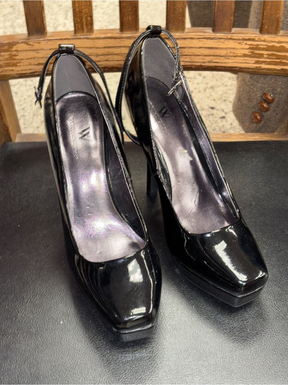 Worthington Black Patent Slingback Platform Heels